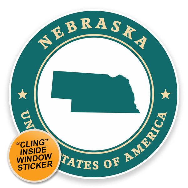 2 x Nebraska USA WINDOW CLING STICKER Car Van Campervan Glass #9418 