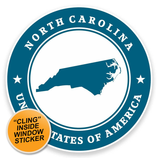 2 x North Carolina USA WINDOW CLING STICKER Car Van Campervan Glass #9428 