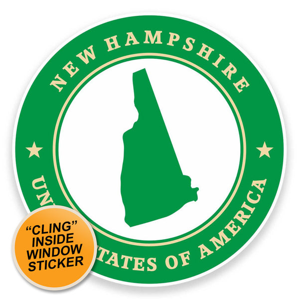 2 x New Hampshire USA WINDOW CLING STICKER Car Van Campervan Glass #9430 