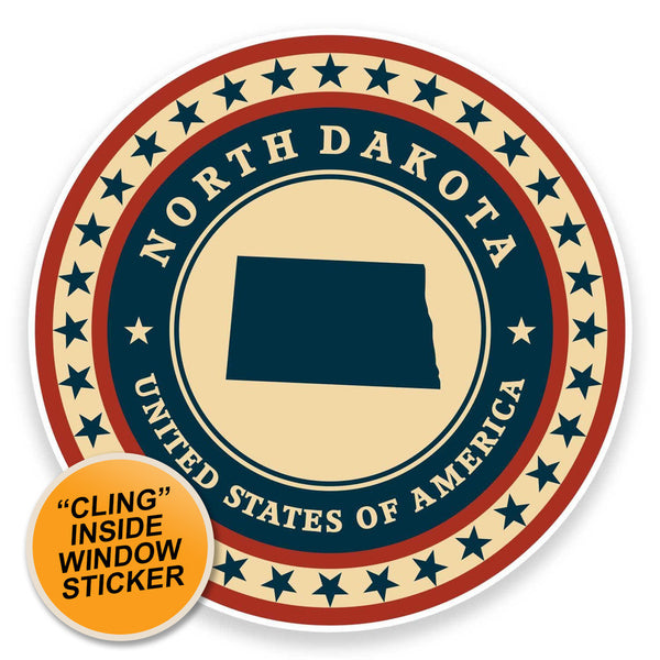 2 x North Dakota USA WINDOW CLING STICKER Car Van Campervan Glass #9432 