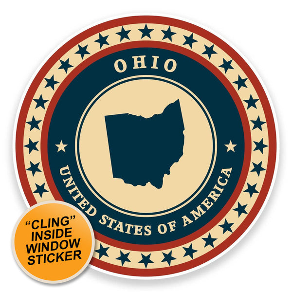 2 x Ohio USA WINDOW CLING STICKER Car Van Campervan Glass #9435 