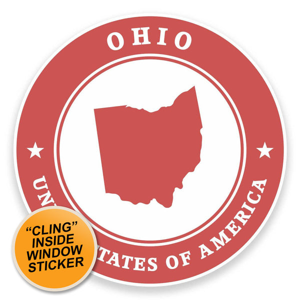 2 x Ohio USA WINDOW CLING STICKER Car Van Campervan Glass #9436 