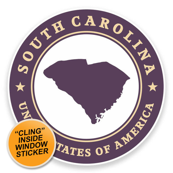 2 x South Carolina USA WINDOW CLING STICKER Car Van Campervan Glass #9449 