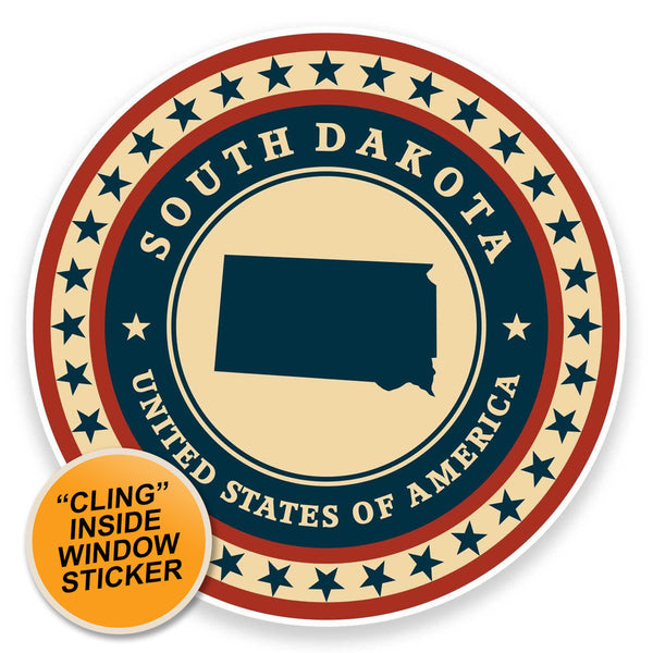 2 x South Dakota USA WINDOW CLING STICKER Car Van Campervan Glass #9450 