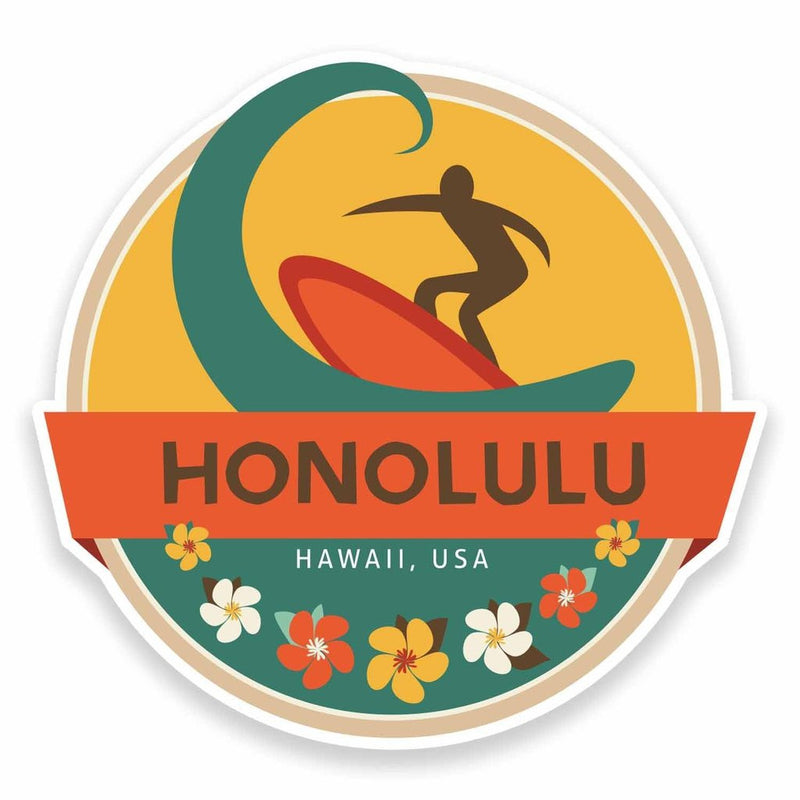 2 x Honolulu Hawaii USA Vinyl Sticker