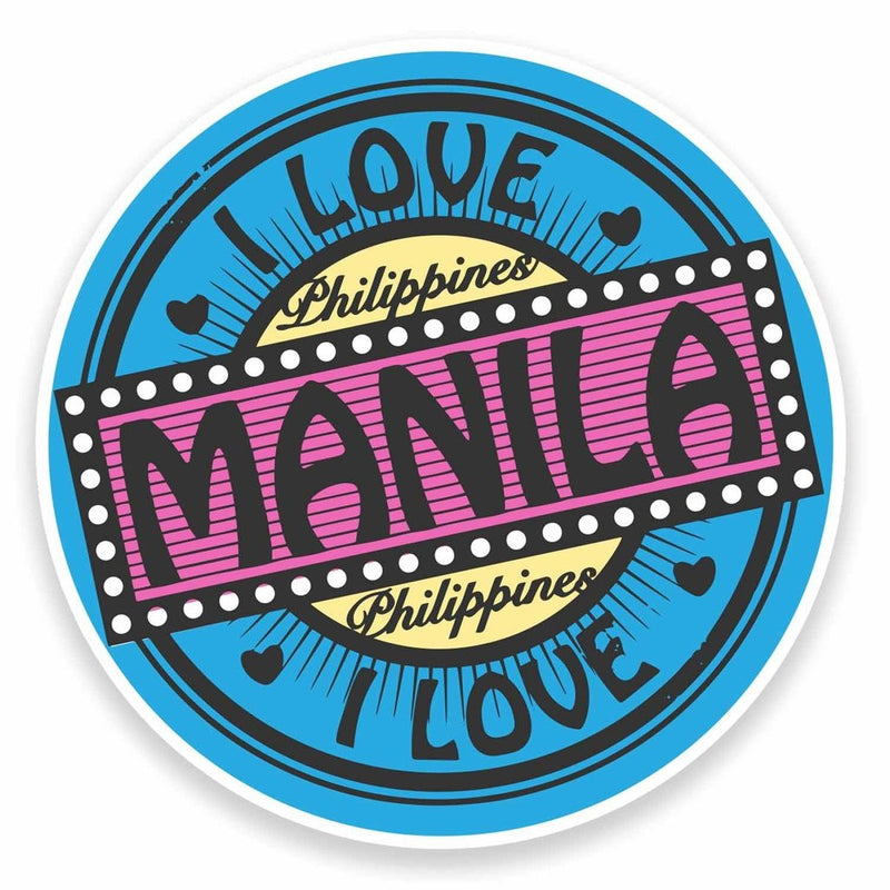 2 x Manila Philippines Flag Map Vinyl Sticker