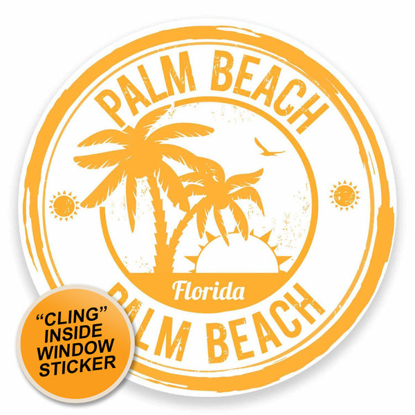 2 x Palm Beach Florida USA WINDOW CLING STICKER Car Van Campervan Glass #9478 