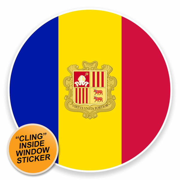 2 x Andorra Flag WINDOW CLING STICKER Car Van Campervan Glass #9507 