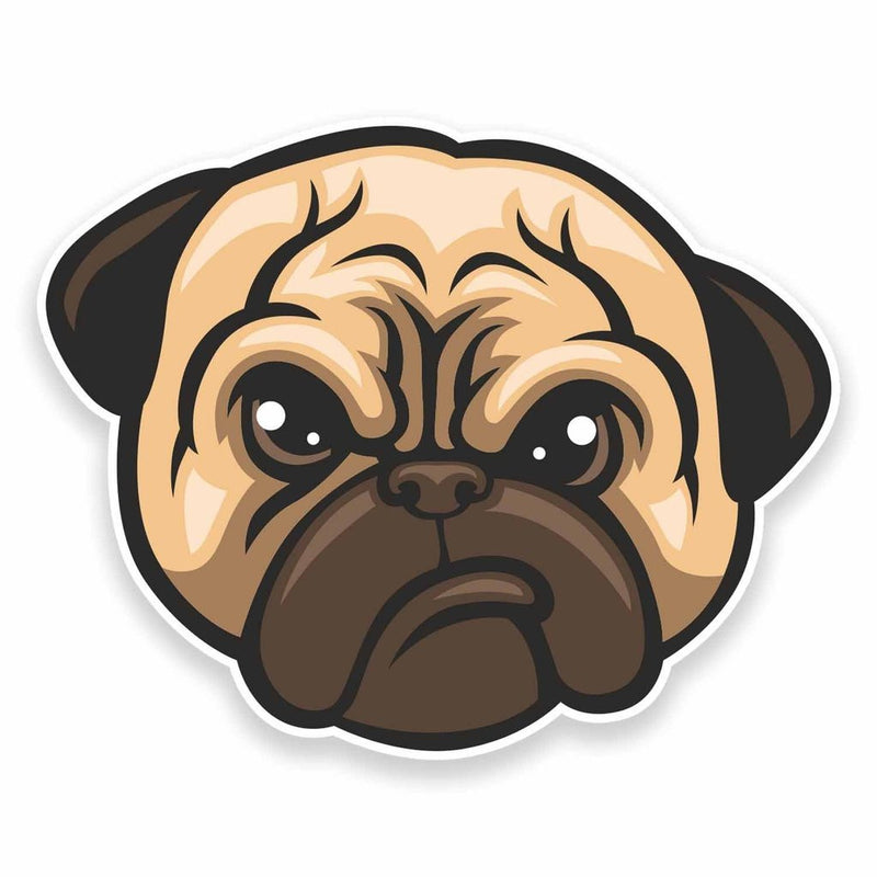 2 x Grumpy Pug Dog Vinyl Sticker