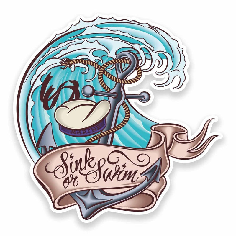 2 x Sink or Swim Vinyl Sticker