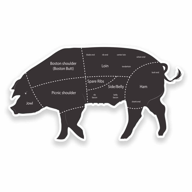2 x Meat Cuts Pig Pork Vinyl Sticker