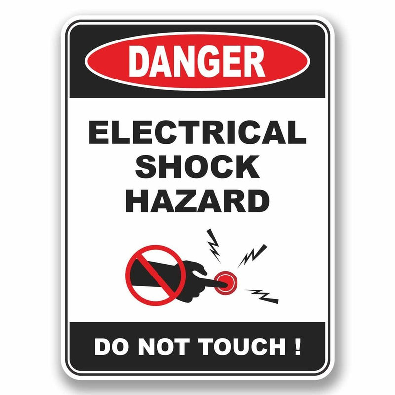2 x Danger Electrical Shock Vinyl Sticker