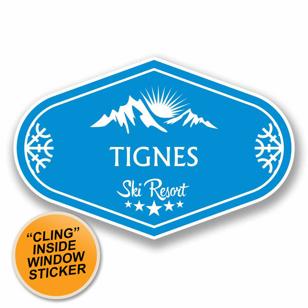 2 x Tignes Ski Snowboard WINDOW CLING STICKER Car Van Campervan Glass #9675 