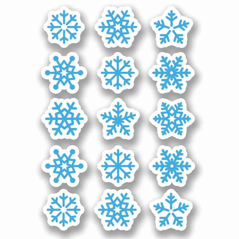 A4 Sheet 15 x Blue Snowflake Vinyl Stickers Christmas Window Decoration
