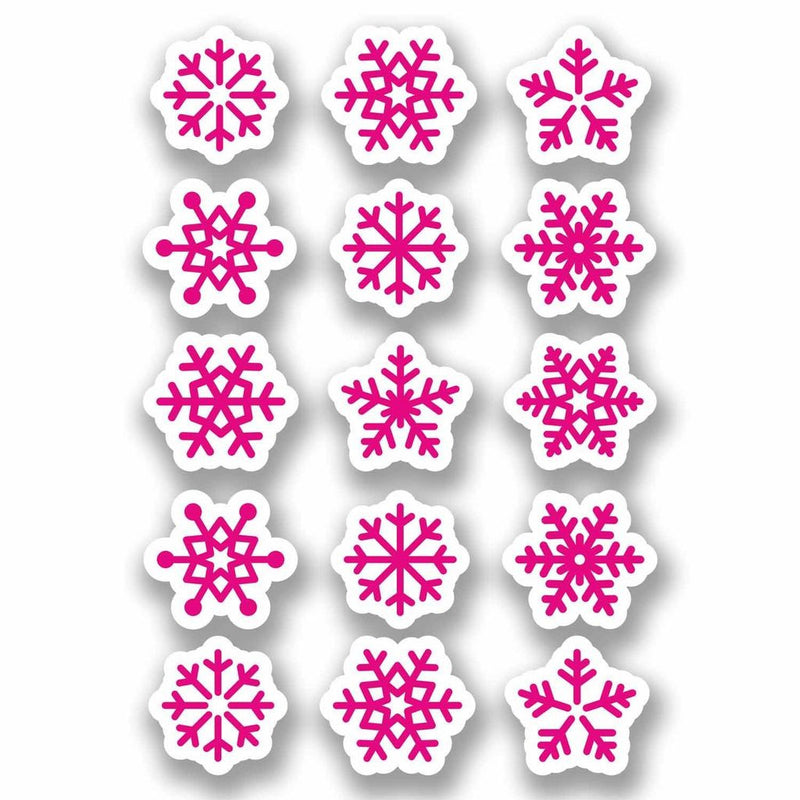 A4 Sheet 15 x Pink Snowflake Vinyl Stickers Christmas Window Decoration