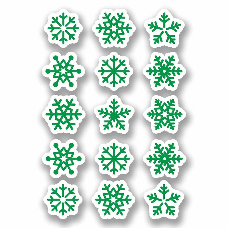 A4 Sheet 15 x Green Snowflake Vinyl Stickers Christmas Window Decoration