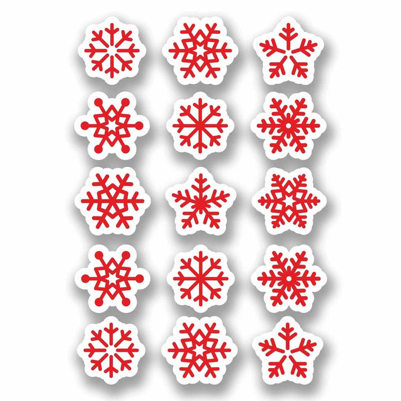 A4 Sheet 15 x Red Snowflake Vinyl Stickers Christmas Window Decoration