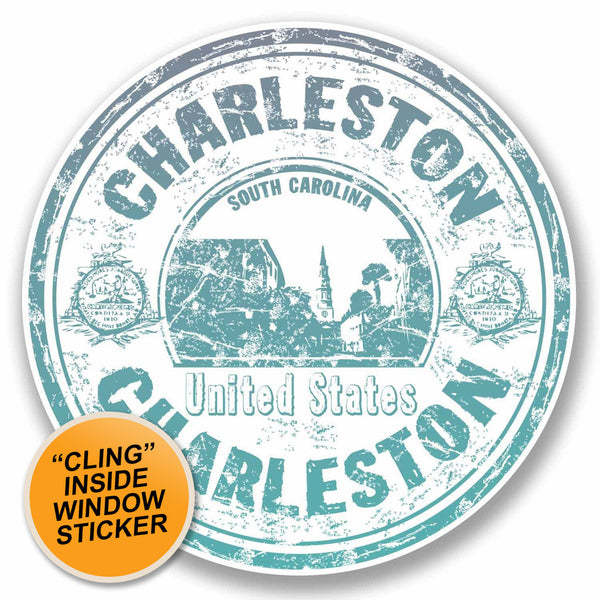2 x Charleston South Carolina USA WINDOW CLING STICKER Car Van Campervan Glass #9710 