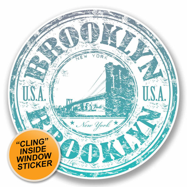 2 x Brooklyn New York WINDOW CLING STICKER Car Van Campervan Glass #9713 