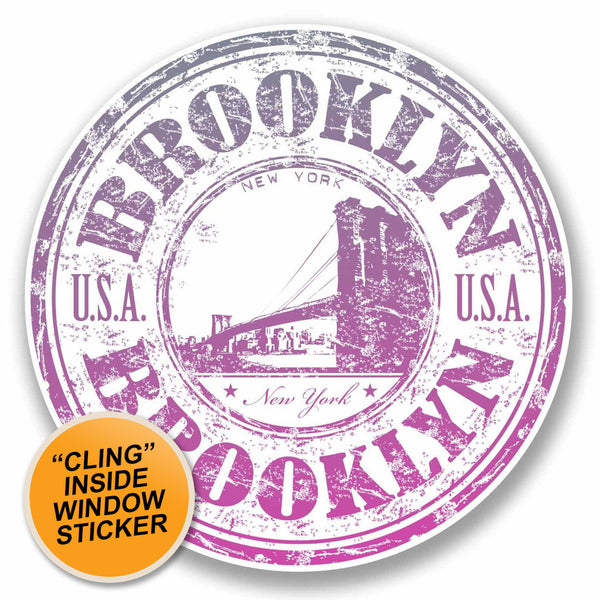 2 x Brooklyn New York WINDOW CLING STICKER Car Van Campervan Glass #9714 