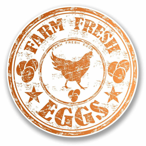 2 x Farm Fresh Eggs Chicken Vinyl Sticker #9715