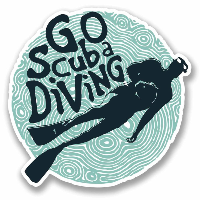 2 x Go Scuba Diving Vinyl Sticker