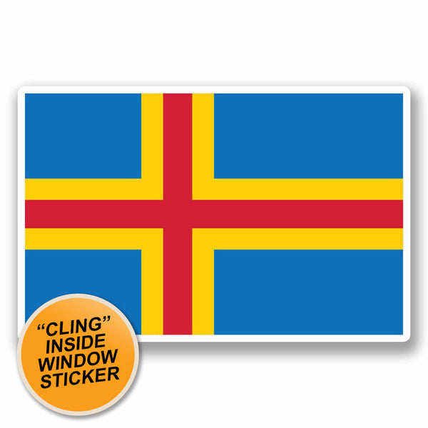 2 x Åland Aland Finland Flag WINDOW CLING STICKER Car Van Campervan Glass #9732 