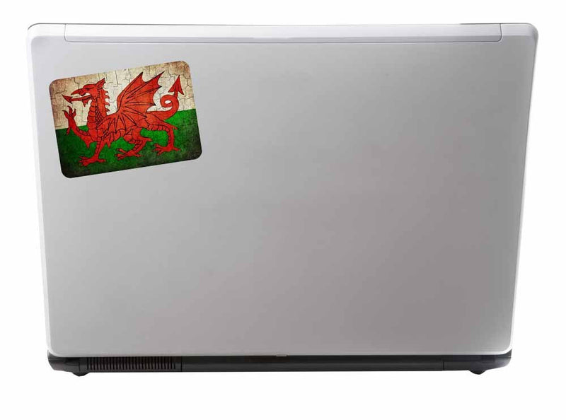 2 x Distressed Wales Welsh Dragon Flag Vinyl Sticker