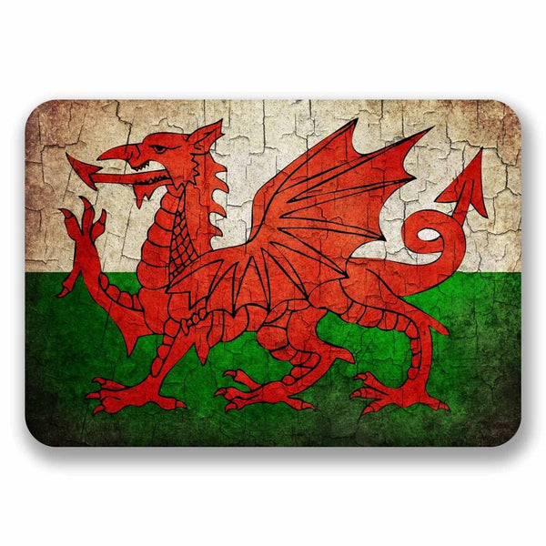 2 x Distressed Wales Welsh Dragon Flag Vinyl Sticker #9739