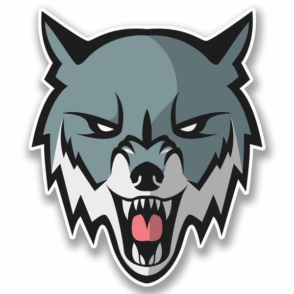 2 x Angry Husky Wolf Vinyl Sticker #9812