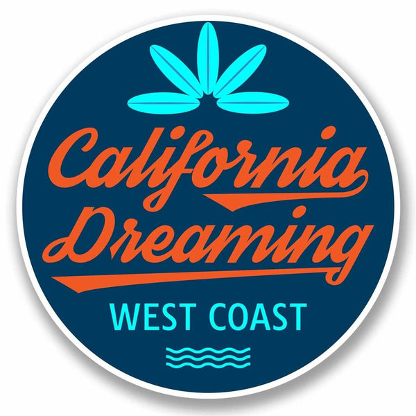2 x Surf California West Coast USA Sticker #9816