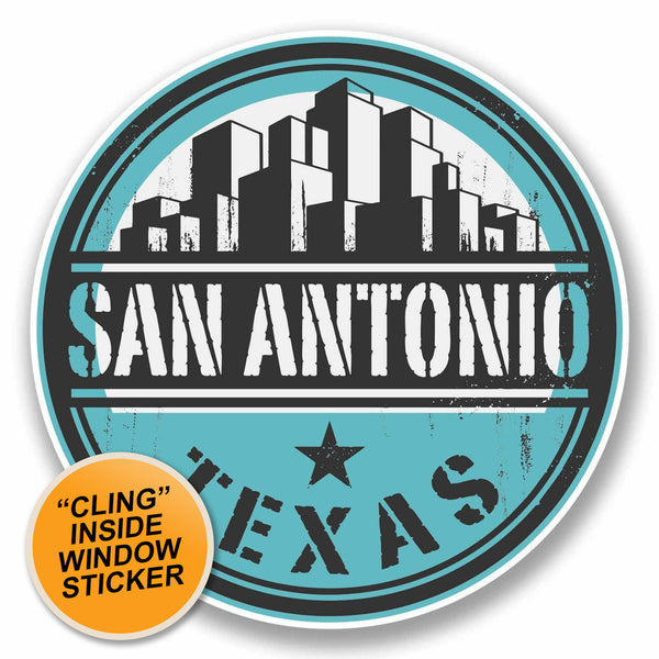 2 x San Antonio Texas USA WINDOW CLING STICKER Car Van Campervan Glass #9818 