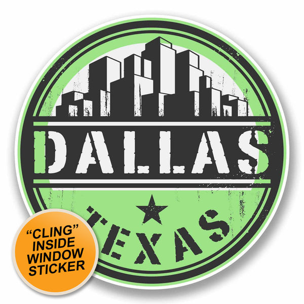 2 x Dallas Texas USA WINDOW CLING STICKER Car Van Campervan Glass #9819 
