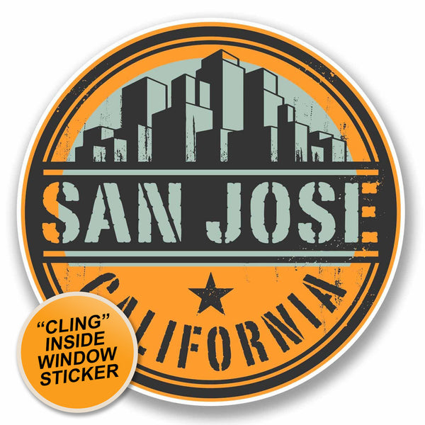 2 x San Jose California WINDOW CLING STICKER Car Van Campervan Glass #9820 
