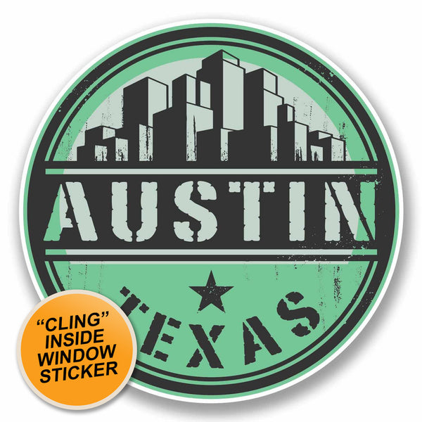 2 x Austin Texas USA WINDOW CLING STICKER Car Van Campervan Glass #9821 