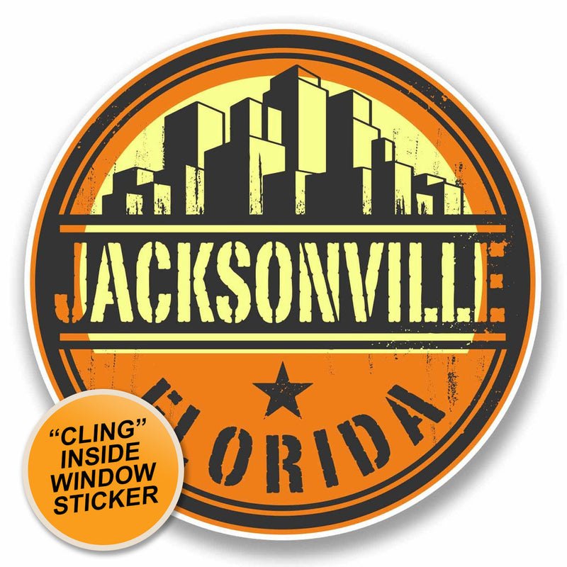 2 x Jacksonville Florida USA WINDOW CLING STICKER Car Van Campervan Glass