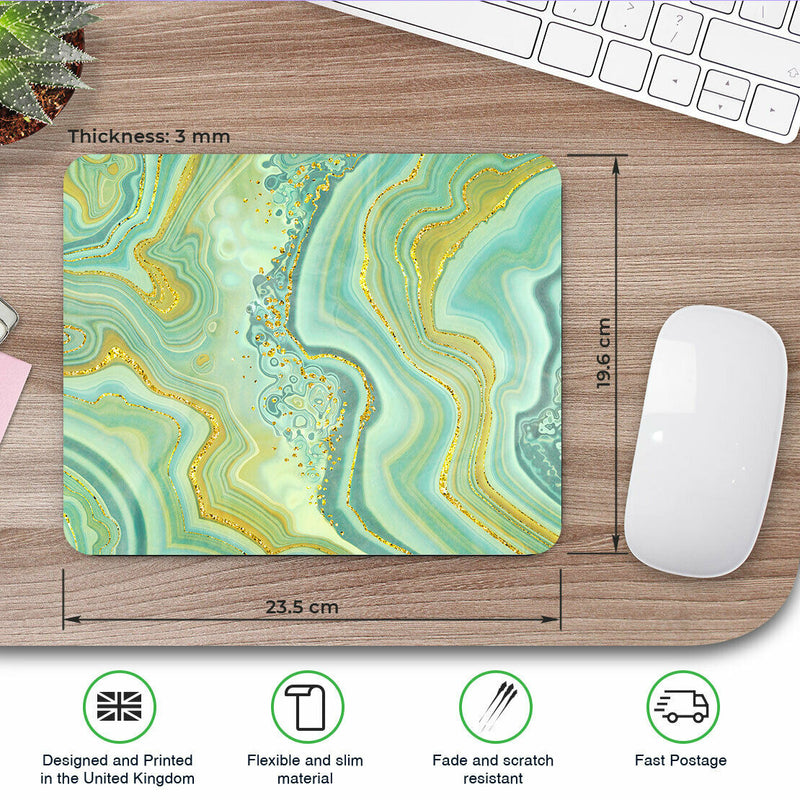 Mouse Mat - Mint Green Jade Agate Marble Effect